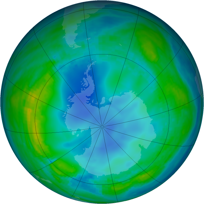 Antarctic ozone map for 20 May 1987